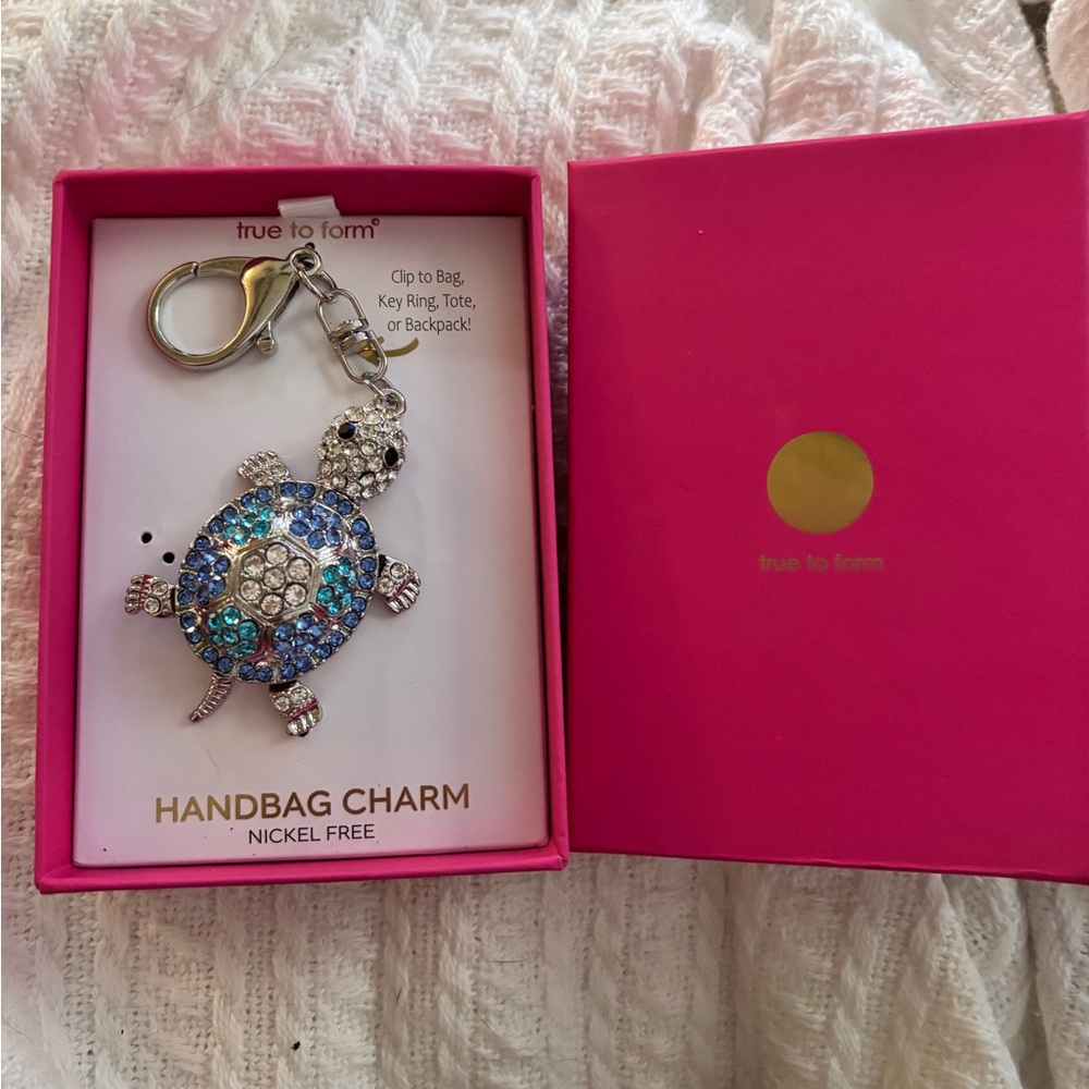 Sparkly Turtle Handbag Charm – Ocean Blue Crystals – NIB